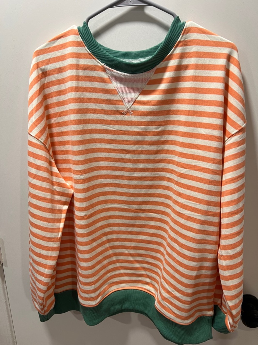 Original Use Orange and White Striped Crop Top with Green Trim